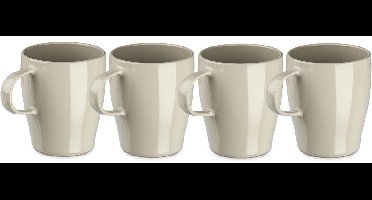 Plasticforte Bekers - 10x stuks - kunststof - beige - 300 ml - onbreekbare mokken - camping - kind