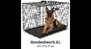 Flamingo Hondenbench XL – Opvouwbare Hondenbench Auto – Hondenbench Draadkooi Zwart – 109x70x77 cm – Flamingo hondenbench Ebo Zwart