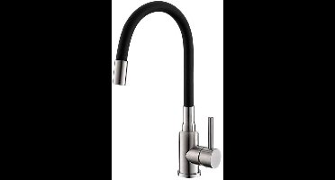 Alveus Mintas - Keukenkraan met flexibele arm, geborsteld rvs/zwart 1144432