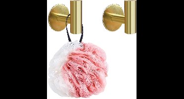 Boraboi® Set van 2 Zelfklevende Handdoekhaken zonder Boren, Extra Sterke RVS Haken, Waterdicht en Roestbestendig voor Badkamer, Toilet, Keuken en Kantoor - Goudkleurig