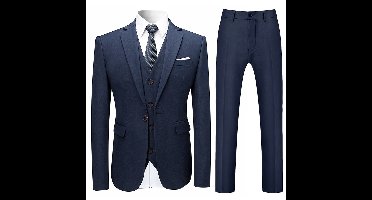 Allthemen Effen Driedelig Pak met Reverskraag - Enkele Knoop - 3XL