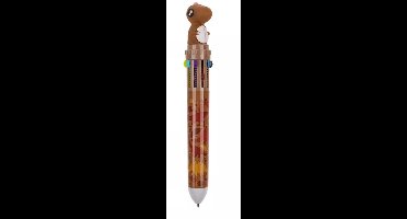 Bruine dino pen met 10 kleuren – dinosaurus balpen – multicolor – Bruin- kinderen