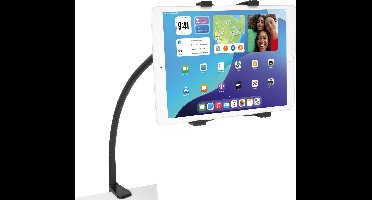 DESQ® Universele Tablet Houder - Tot 15 Inch - 360° draaibaar - Flexibele Arm 65 cm - Bureauklem - Zwart