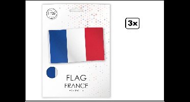 3x Luxe vlag Frankrijk 150cm x 90cm - vlag verpakt in luxe verpakking - Landen France festival thema feest fun verjaardag
