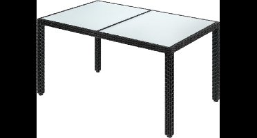 Casaria Tuintafel - Polyrattan 150x90x75cm glas - Zwart