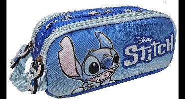 Disney Stitch Dubbele Etui - 21x8x6 cm - Pennenzak - Blauw - Kinderen