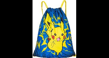 Pokémon Rugzak Jongens – Pikachu Gymtas met Trekkoord – 44 x 37 cm – Blauw Geel – Sporttas Kinderen
