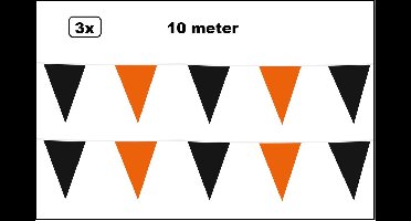 3x Vlaggenlijn zwart/oranje 1000cm - vlaglijn festival feest party verjaardag thema feest kleur