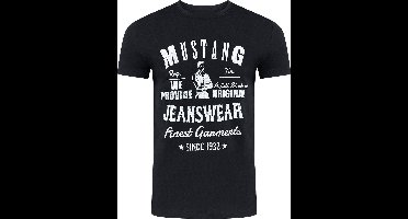 Mustang Heren T-Shirt Basic Print Tee regular fit Zwart 3XL Ronde Hals Volwassenen Opdruk Print Shirts