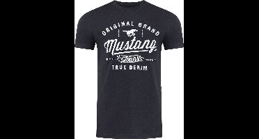 Mustang Heren T-Shirt Basic Print Tee regular fit Zwart 5XL Ronde Hals Volwassenen Opdruk Print Shirts