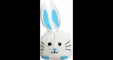 *** 50x Uitdeelzakjes blauw wit Konijn - Kinderfeestjes - 13x22cm Plastic Traktatie Zakjes - Snoepzakjes, Koekzakjes Trakteren - van Heble® ***