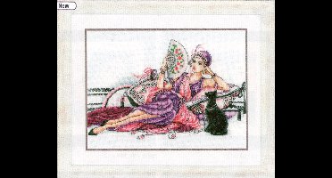 Borduurpakket liggende dame met poes van Vervaco