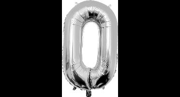 Folieballon 0 - 86 cm - Zilver - geschikt voor helium of lucht - incl. papieren rietje