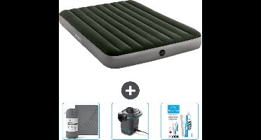 Intex Luchtbed - 2-Persoons - 152 x 203 x 25 cm - Groen - Inclusief Hoeslaken - Pomp en Reparatieset