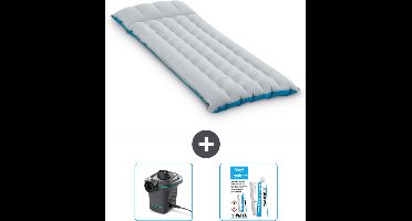 Intex Campingmat - 1-Persoons - 67 x 184 x 17 cm - Blauw - Inclusief Pomp en Reparatieset