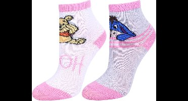2x Wit-roze hoge, zachte sokken met een mooi motief - Winnie de Poeh Disney