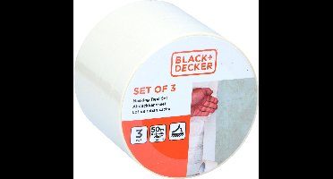 Black & Decker Afplaktape/schilderstape - 3x verschillende maten - wit - 19/25/50mm x 5m - binnen/buiten