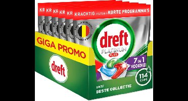 Dreft Platinum Plus All In One Vaatwasmiddel - Machine Clean - 114 Vaatwastabletten