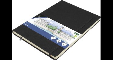 Kangaro schetsboek A4 - zwart - PU hardcover - met elastiek en lint - schetsblok - schetsboeken - K-861240