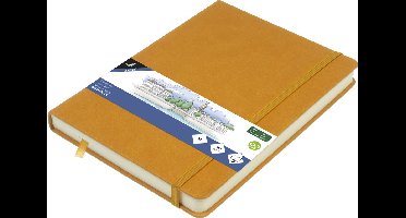 Kangaro schetsboek - A5 - okergeel - PU hardcover - met elastiek en lint - K-861221