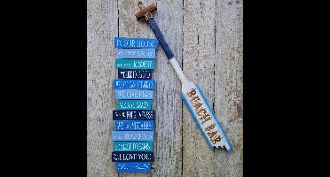 Migo Styling - Houten peddel Beach - Pakket - Family Rules - Tuin - Decoratie - Hout - 2 producten