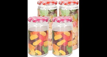 Plasticforte Weckpotten/inmaakpot set Classic - 4x - 450/650 ml - kunststof - draaideksel - rood