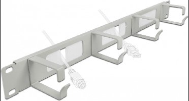 19 ″ kabelbeheersborstelstrook met 4 haken 1U grijs