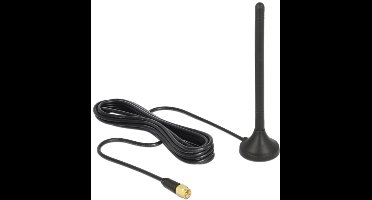 GSM / UMTS / LTE-antenne SMA-plug 2,5 DBI Vaste omnidirectionele met magnetische basis- en verbindingskabel RG-174 3 M Buiten zwart