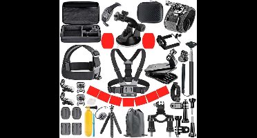 GoPro Accessoires Set - Action Camera Set Accessoires - Met Mount, Stick & Case Geschikt voor: GoPro Hero 10, 9, 8, 7, 6, 5, 4 / Xiaomi / Sjcam / Eken - Met Luxe Opbergkoffer