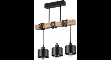 Hanglamp | 3-Voudig met kap | Zwart | E27 | Ø30cm