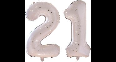 Ginger Ray - Folieballon cijfer 21 - nude en gold - 66 cm