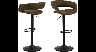 Barkruk Stof Bruin - Zitdiepte 39cm - Industrieel - Set van 2