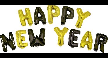 Folieballon Set 'Happy New Year' Zwart/Goud