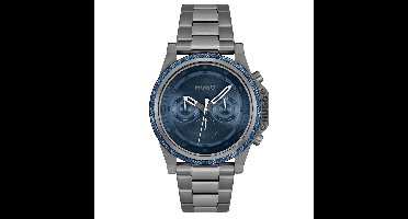 HUGO HU1530350 #BRAVE Heren Horloge - Mineraalglas - Staal - Grijs - 46 mm breed - Quartz - Vouw/Vlindersluiting - 5 ATM (douchen)