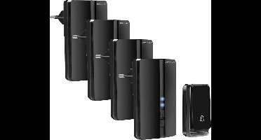 Bell4U Draadloze Deurbel Set met 4 ontvangers - Bereik 200 meter - Kinetische beldrukker - Waterdicht - 51 Melodieën – 4 Volumestanden