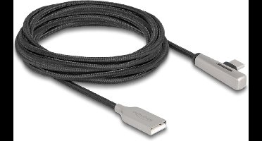 Delock USB 2.0 Cable Type-A male to USB Type-C™ male angled with LED and Fast Charging 60 W 3 m