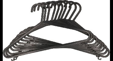 Dirt Devil Kledinghangers met broekstang - 20x - kunststof - zwart - 36 x 21 cm