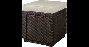 Keter - Cube Tuinstoel met Kussen - 42 x 42 x 39 cm Bruin/beige