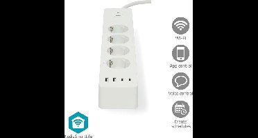 Nedis SmartLife Smart Stekkerdoos – WiFi – USB-A/C – 3680W – 2m – Wit