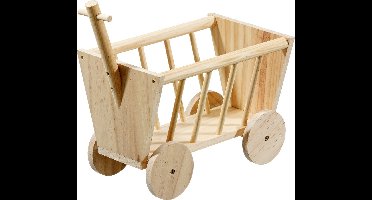 Hooiruif houten bolderkar - Bruin - 29 x 19 x 21 cm