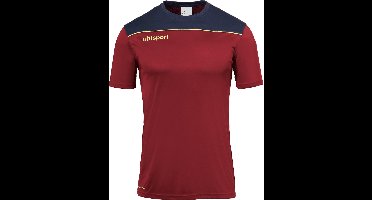Uhlsport Offense 23 T-Shirt Kinderen - Bordeaux / Marine / Fluogeel | Maat: 152