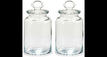 Pasabahce Snoeppot/voorraadpot Megan - 2x - 1100 ml - glas - met luchtdichte deksel - D11 x H17 cm