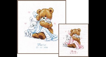 borduurpakket 75.332 lief beertje, geboorte (incl. blauw/rose garen)