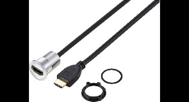 TRU COMPONENTS TC-11980456 HDMI-paneeladapterbus HDMI-bus - HDMI-stekker Zilver Aantal polen: 1 Kabellengte: 90 cm Inho