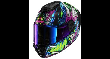 SHARK SPARTAN RS SHAYTAN Black Green Violet - Maat L - Integraal helm - Scooter helm - Motorhelm - Zwart - Scooterhelmen mannen en vrouwen.
