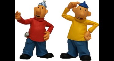 Buurman & Buurman - speelsetje van twee poppetjes - 8cm - rood en geel
