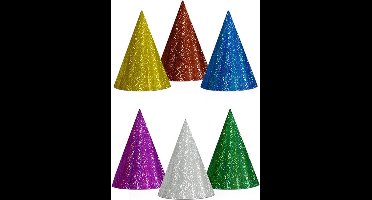 Gekleurde kartonnen feesthoedjes - glitters en multi kleuren - 80x stuks - verjaardag