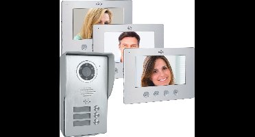 ELRO DV4000-3 Video Deur Intercom – 3 Appartementen - 1080P Full HD Camera met nachtzicht – 4-draads kabel – 16 Beltonen