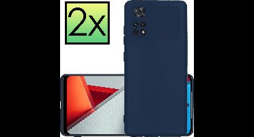 Hoesje - 2 Stuks - Geschikt voor Xiaomi Poco M4 Pro 4G - Sterk & Shockproof - Case Siliconen - Back Cover - Telefoon Hoes - Donkerblauw