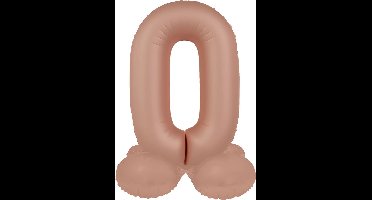 Folat - Staande folieballon Cijfer 0 Vintage Rose - 41 cm